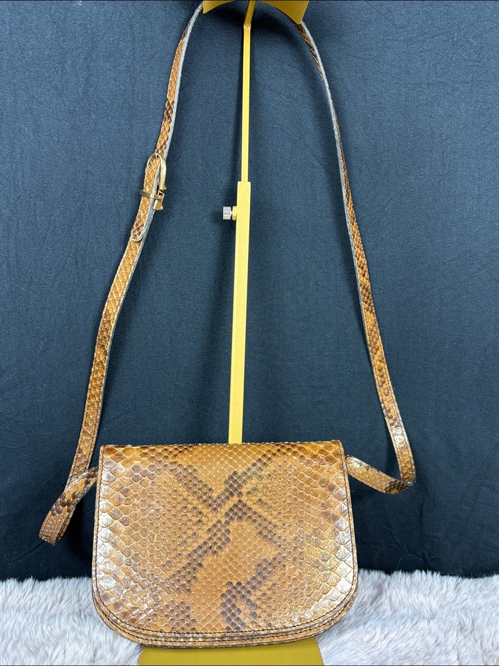 Creations D.P. Paris Vintage Genuine Python Snakeskin Bag Made in France 1990s